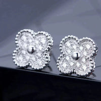 [
Bluetears-Jewels]CLOVER 1 MOTIFS DIAMOND STUD EARRINGS SILVER