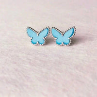 [
Bluetears-Jewels]BUTTERFLY TURQUOISE EARRINGS SILVER