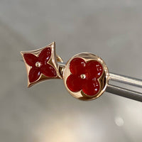 [
Bluetears-Jewels]STAR AND SUN PINK GOLD CARNELIAN STUD EARRINGS