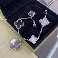 [
Bluetears-Jewels]CLOVER 5 MOTIFS SIVLER DARK MOP BRACELET