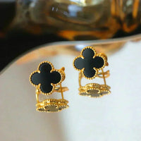 [
Bluetears-Jewels]CLOVER MEDIUM 1 MOTIFS  ONYX STUD EARRINGS