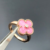 [
Bluetears-Jewels]CLOVER RHODONITE ROSE GOLD RING