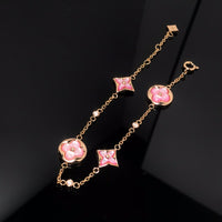 [
Bluetears-Jewels]STAR AND SUN 4 MOTIF PINK MOP PINK GOLD BRACELET