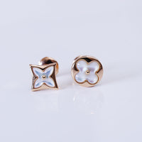 [
Bluetears-Jewels]STAR AND SUN PINK GOLD MOP STUD EARRINGS