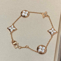 [
Bluetears-Jewels]STAR AND SUN 5 MOTIF MOP PINK GOLD BRACELET
