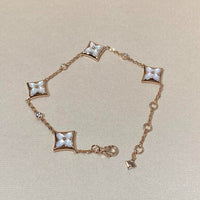 [
Bluetears-Jewels]STAR 4 MOTIF MOP DIAMOND PINK GOLD BRACELET