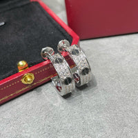 [
Bluetears-Jewels]LOVE CERAMIC DIAMOND PAVED SILVER EARRINGS