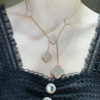 [
Bluetears-Jewels]CLOVER 6 MOTIF DIAMOND PAVED NECKLACE