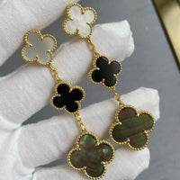 [
Bluetears-Jewels]CLOVER 3 MOTIF MOP ONYX DARK MOP PINK GOLD EARRINGS