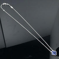 [
Bluetears-Jewels]CLOVER PIETERSITE SILVER LONG NECKLACE