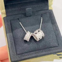 [
Bluetears-Jewels]PERLEE DOUBLE PENDANT SILVER DIAMOND NECKLACE