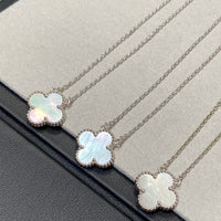 [
Bluetears-Jewels]CLOVER MEDIUM SILVER WHITE MOP NECKLACE