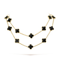 [
Bluetears-Jewels]CLOVER 20 MOTIFS ONYX NECKLACE