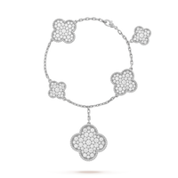 [ブルージュエルズ]クローバー 6モチーフ シルバー ダイヤモンド ブレスレット