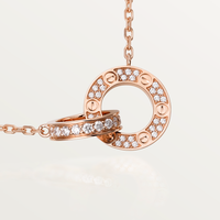 [Blue Jewels]LOVE 7.6MM NECKLACE ROSE GOLD AND SILVER  FULL DIAMOND