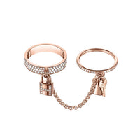 [
Bluetears-Jewels]HM KELLY CLOCHETTE DOUBLE RING IN  WITH DIAMONDS