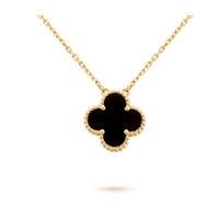 [
Bluetears-Jewels]CLOVER 15MM BLACK ONYX SINGLE FLOWER NECKLACE