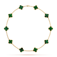 [
Bluetears-Jewels]CLOVER 10 MOTIFS MALACHITE NECKLACE