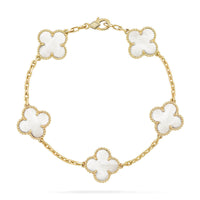 [
Bluetears-Jewels]CLOVER WHITE PEARL MOP 5 MOTIF BRACELET COLLECTION