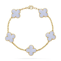 [
Bluetears-Jewels] CLOVER 5 MOTIF PURPLE CHALCEDONY BRACELET COLLECTION