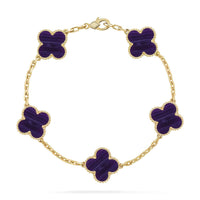 [
Bluetears-Jewels]CLOVER 5 MOTIF PURPLE STRIPES BRACELET COLLECTION