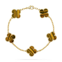 [
Bluetears-Jewels] CLOVER 5 MOTIFS TIGER EYE BRACELET COLLECTION
