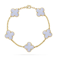 [Bluetears-Jewels] CLOVER 5 MOTIF PURPLE CHALCEDONY BRACELET COLLECTION