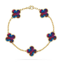 [
Bluetears-Jewels]CLOVER 5 MOTIF COLOR GEMSTONES BRACELET COLLECTION