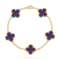 [Bluetears-Jewels]CLOVER 5 MOTIF COLOR GEMSTONES BRACELET COLLECTION