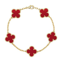 [
Bluetears-Jewels] CLOVER 5 MOTIF RED CORNELIAN BRACELET COLLECTION
