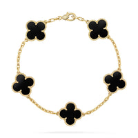 [Blue Jewels]CLOVER  5 MOTIFS BLACK ONYX BRACELET