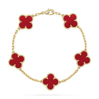 [Blue Jewels]CLOVER 5 MOTIFS RED AGATE  BRACELET
