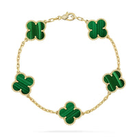 [Blue Jewels]CLOVER 5 MOTIFS MALACHITE BRACELET