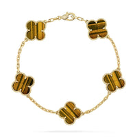 [Blue Jewels]CLOVER  5 MOTIFS TIGER EYE BRACELET