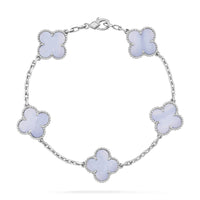 [Blue Jewels]CLOVER  5 MOTIF PURPLE CHALCEDONY BRACELET SILVER