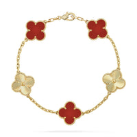 [Blue Jewels]CLOVER  5 MOTIFS CARNELIAN GOLD BRACELET