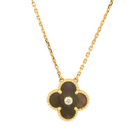 [
Bluetears-Jewels]CLOVER 15MM DIAMOND AND MOTHER-OF-GREY NECKLACE