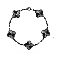 [
Bluetears-Jewels]CLOVER 5 MOTIF BLACK BRACELET