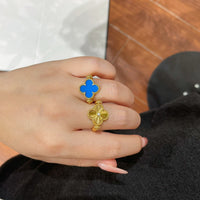[
Bluetears-Jewels]CLOVER RIVERSIBLE BLUE AGATE RING