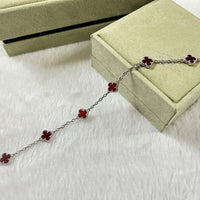 [
Bluetears-Jewels]CLOVER 6 MOTIF RED AGATE BRACELET