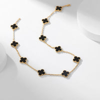 [
Bluetears-Jewels]CLOVER 10 MOTIFS ONYX NECKLACE