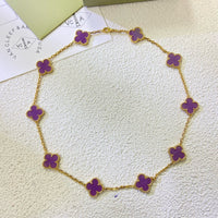 [
Bluetears-Jewels]CLOVER 10 MOTIFS  PURPLE VIOLET  NECKLACE