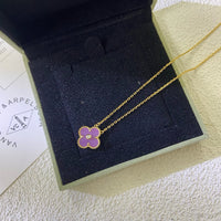 [
Bluetears-Jewels]CLOVER 15MM DIAMOND  PURPLE VIOLET NECKLACE