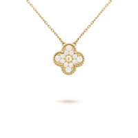 [
Bluetears-Jewels]CLOVER 15MM DIAMOND SINGLE FLOWER NECKLACE