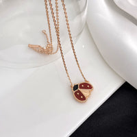 [
Bluetears-Jewels]LUCKY  CARNELIANS LADYBUG NECKLACE