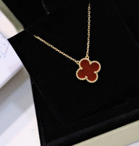 [
Bluetears-Jewels]CLOVER 15MM CARNELIAN SINGLE FLOWER NECKLACE