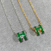 [Blue Jewels]POP H GREEN NECKLACE SILVER AND GOLD