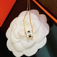 [
Bluetears-Jewels]H WHITE SQUARE GOLD NECKLACE