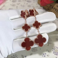 [Blue Jewels]CLOVER 3 MOTIF CARNELIAN DROP EARRINGS