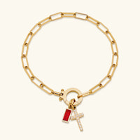 Annabella Birthstone Cross Bracelet